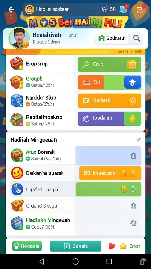 Tampilan utama yang menarik dengan pilihan level tersedia.